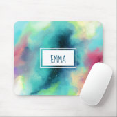 グリーンモダン&レッド宇宙ネブラウォーター色 マウスパッド (マウス)