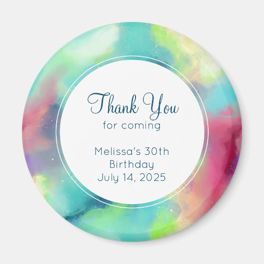 グリーンモダン&レッド宇宙ネブラウォーター色 マグネット (正面)