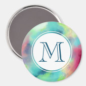 グリーンモダン&レッド宇宙ネブラウォーター色 マグネット (正面/裏面)