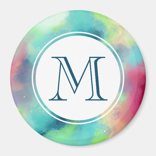 グリーンモダン&レッド宇宙ネブラウォーター色 マグネット (正面)