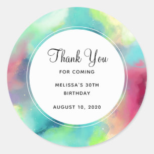 グリーンモダン&レッド宇宙ネブラウォーター色 ラウンドシール