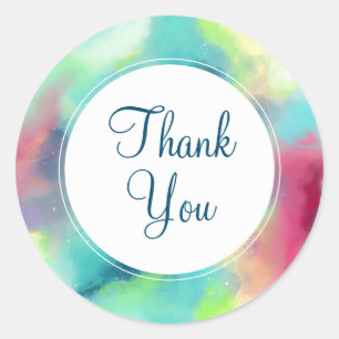 グリーンモダン&レッド宇宙ネブラウォーター色 ラウンドシール