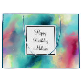 グリーンモダン&レッド宇宙ネブラウォーター色 ラージペーパーバッグ (正面)