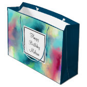 グリーンモダン&レッド宇宙ネブラウォーター色 ラージペーパーバッグ (裏面アングル)