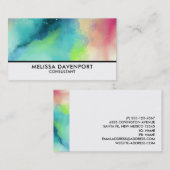 グリーンモダン&レッド宇宙ネブラウォーター色 名刺 (正面/裏面)