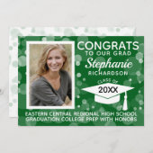 グリーンモダン《写真》ぼけ味バブル写真卒業 招待状 (正面/裏面)