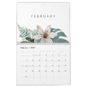 グリーンモダン&金ゴールドトロピカル カレンダー (2月 2027)