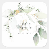 グリーンモダン&金ゴールドユーカリプタステッカー スクエアシール (正面)