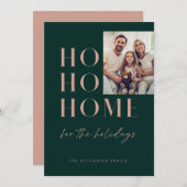 グリーンモダンHO HOホームフォーザホリデーズファミリー シーズンカード (正面/裏面)