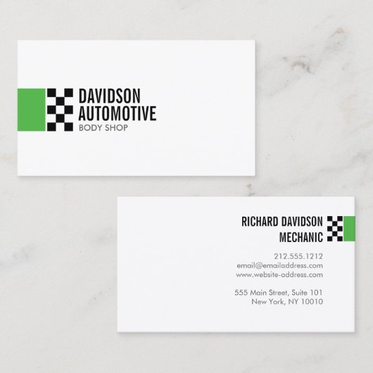 グリーンモダンIIのレーシングフラッグのロ車のゴ 名刺 (正面/裏面)