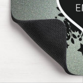 グリーンモノグラムのとグレーグリッター マウスパッド (コーナー)