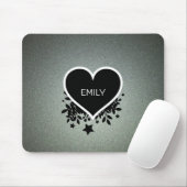 グリーンモノグラムのとグレーグリッター マウスパッド (マウス)