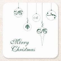 グリーンモノグラムのクリスマスオーナメント