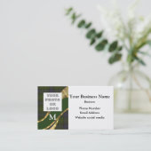 グリーンモノグラムのタータンチェックパターン会社のロゴ 予約カード (スタンド正面)