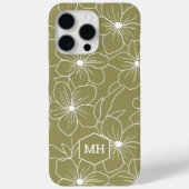 グリーンモノグラムのフローラシンプルラインアートパターン Case-Mate iPhoneケース (裏面)