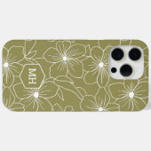 グリーンモノグラムのフローラシンプルラインアートパターン Case-Mate iPhoneケース (裏面 (横))