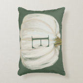 グリーンモノグラムの&ホワイト秋カボチャ アクセントクッション (正面(垂直))