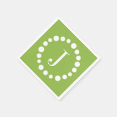 グリーンモノグラムカスタマイズJイニシャル紙ナプキンス スタンダードカクテルナプキン (角)