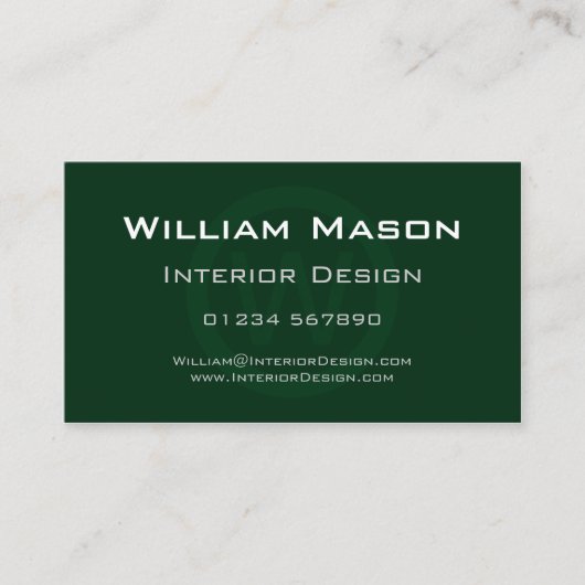 グリーンモノグラムサークル – プロフェッショナル名刺 名刺 (正面)