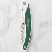 グリーンモノグラムビールワインコルクスクリュボトルオープナー ソムリエナイフ (正面)