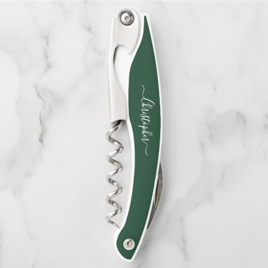 グリーンモノグラムビールワインコルクスクリュボトルオープナー ソムリエナイフ (正面)