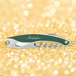 グリーンモノグラムビールワインコルクスクリュボトルオープナー ソムリエナイフ