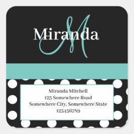 グリーンモノグラムホワイト水玉模様差出人住所スクア スクエアシール