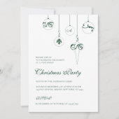 グリーンモノグラムボードブルオーナメントクリスマスパーティー 招待状 (正面)