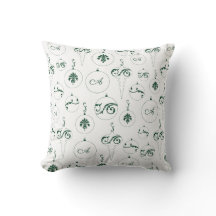 グリーンモノグラムボーブルクリスマスオーナメントパターン