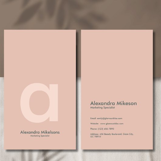 グリーンモノグラムミニマリストモダンプロフェッショナル 名刺