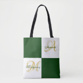 グリーンモノグラムモダンスタイリッシュエレガントイニシャルトート トートバッグ (正面)