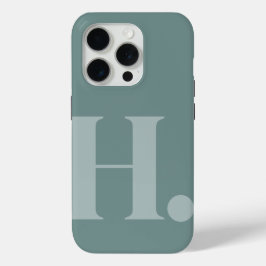 グリーンモノグラムレターベーシックカラーミニマルスタイル iPhone 15 PROケース