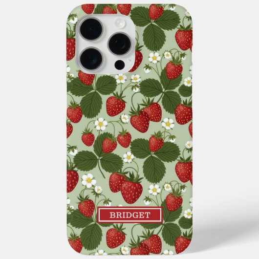 グリーンモノグラム入りいちご Case-Mate iPhoneケース (裏面)