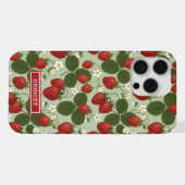 グリーンモノグラム入りいちご iPhoneケース (裏面横)