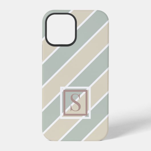 グリーンモノグラム抽象芸術モダンタン iPhoneケース (裏面)