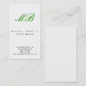 グリーンモノグラム白黒垂直名刺 名刺 (正面/裏面)