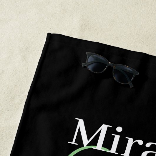 グリーンモノグラム白黒水玉模様ビーチタオル ビーチタオル (インサイチュ)