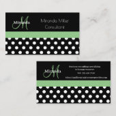 グリーンモノグラム白黒水玉模様 名刺 (正面/裏面)