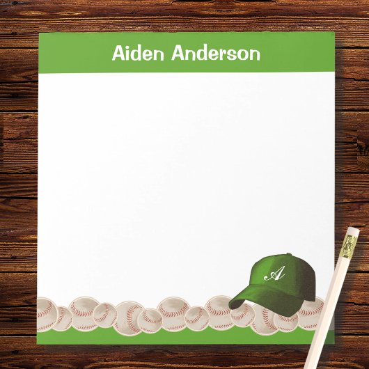 グリーンモノグラム野球帽メモ帳 ノートパッド