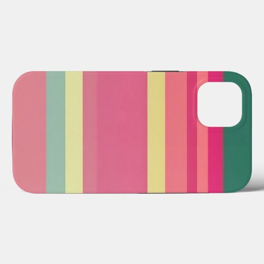 グリーンモノグラム/カラーブロック横ストライプ線ピンク Case-Mate iPhoneケース (裏面 (横))