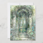 グリーンモノグラム　タイムレス　エレガント　水彩　ウェディング 招待状 (裏面)