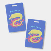 グリーンモレイのユーモアあふれるイラスト バッジ (正面＆裏面)