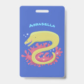 グリーンモレイのユーモアあふれるイラスト バッジ (裏面)