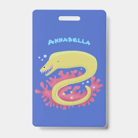 グリーンモレイのユーモアあふれるイラスト バッジ (正面)