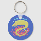 グリーンモレイウナギおもしろいアニメイラストレーション キーホルダー (正面)
