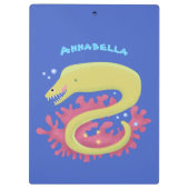 グリーンモレイウナギおもしろいアニメイラストレーション クリップボード (裏面)