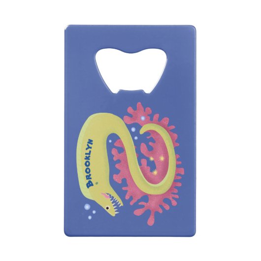 グリーンモレイウナギおもしろいアニメイラストレーション クレジットカード栓抜き (裏面)