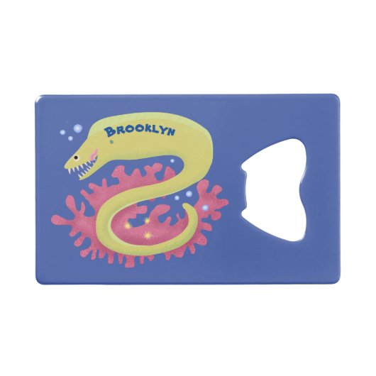 グリーンモレイウナギおもしろいアニメイラストレーション クレジットカード栓抜き (正面(横))