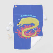 グリーンモレイウナギおもしろいアニメイラストレーション ゴルフタオル (インサイチュ)