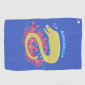 グリーンモレイウナギおもしろいアニメイラストレーション ゴルフタオル (横)